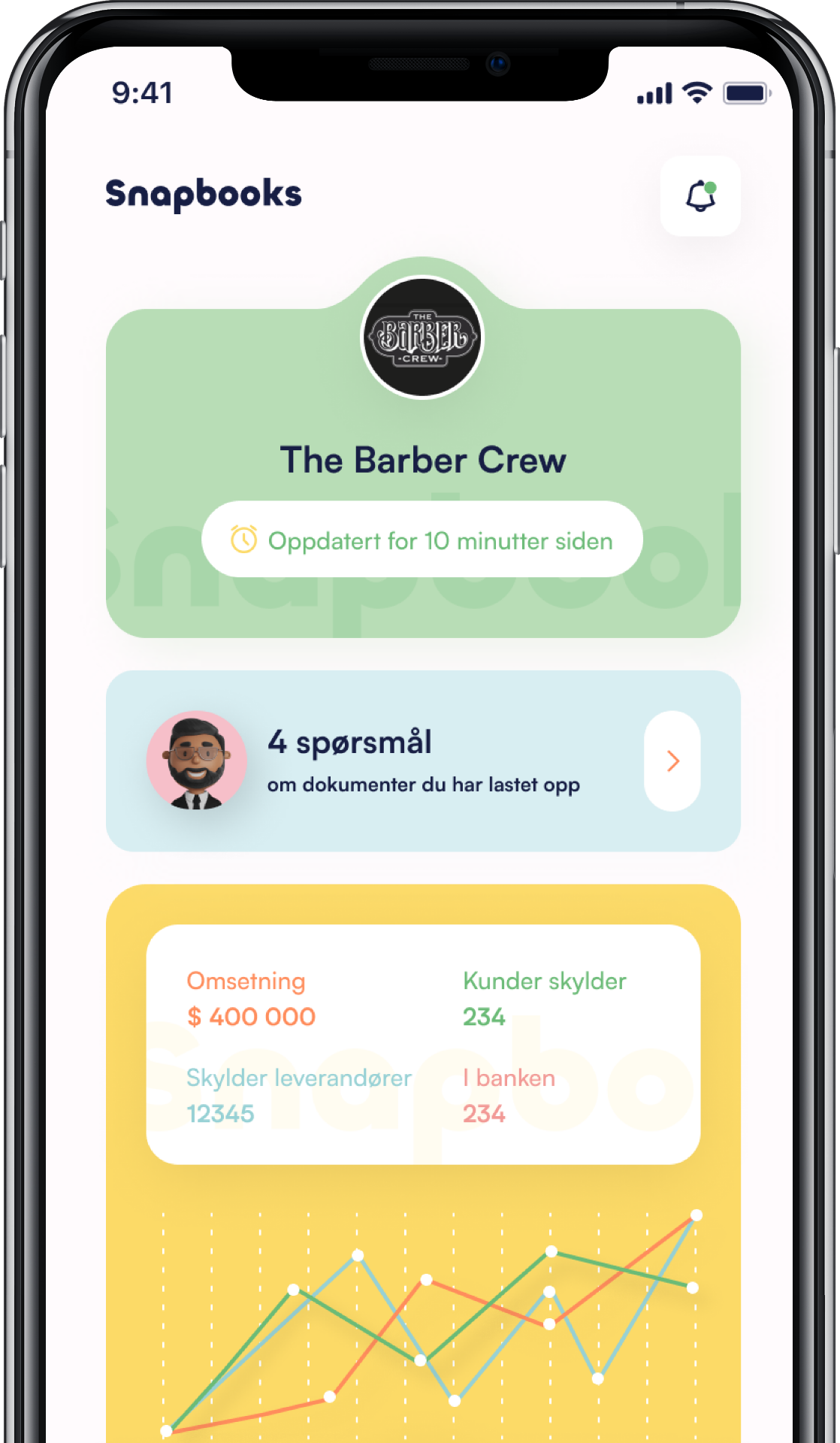 Snapbooks mobilapp - enkel opplasting av bilag og kommunikasjon